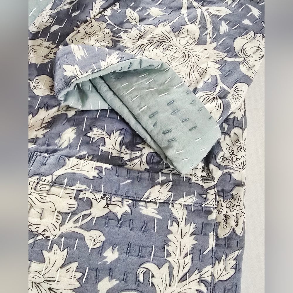 NEW J Jill Pure Cotton Indian Kantha Stitched Quilt Patch Pocket Jacket Size Lrg - Picture 10 of 16